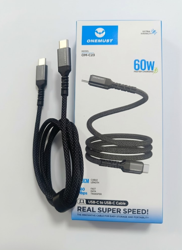 Cable One Must de Nylon 60W Tipo C a C