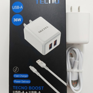 cargador tecno 36w usb a v8 Cargador Tecno de 36W Tipo USB a V8