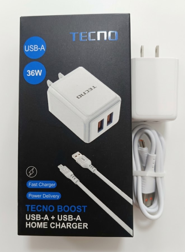 Cargador Tecno de 36W Tipo USB a V8