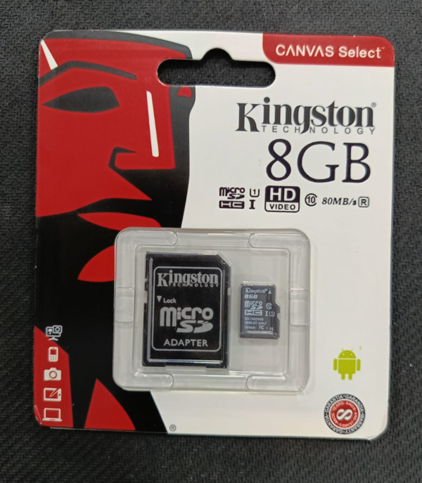 Tarjeta de Memoria Micro SD 8GB con Adaptador Kingston