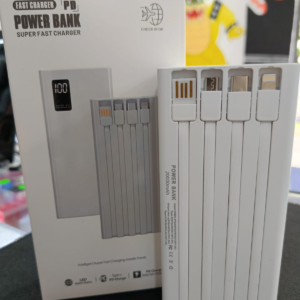 Power Bank de 20000mAh para Carga Rápida con 4 Cables Integrados